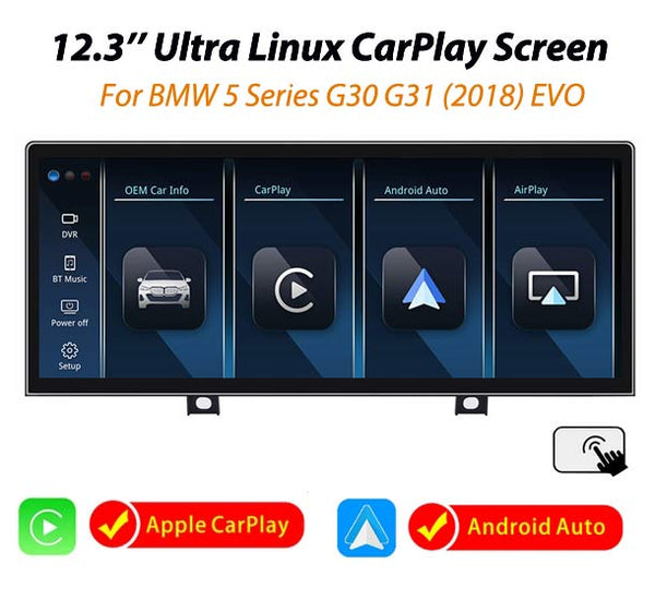 12.3'' Ultra CarPlay Android Auto Linux screen for BMW 5 Series G30 G31 EVO (2018-2019)
