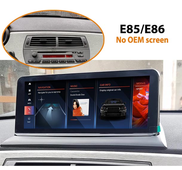 10.25'' BMW Z4 E85 E86 2002-2009 Android 13 GPS screen with ID8 Interface for car without OEM screen