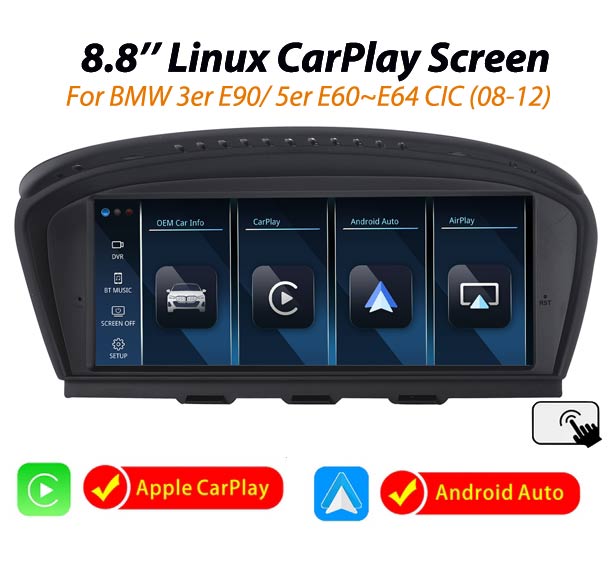 8.8'' BMW 3 Series E90 5 Series E60 CCC / CIC Linux CarPlay Android Auto Screen