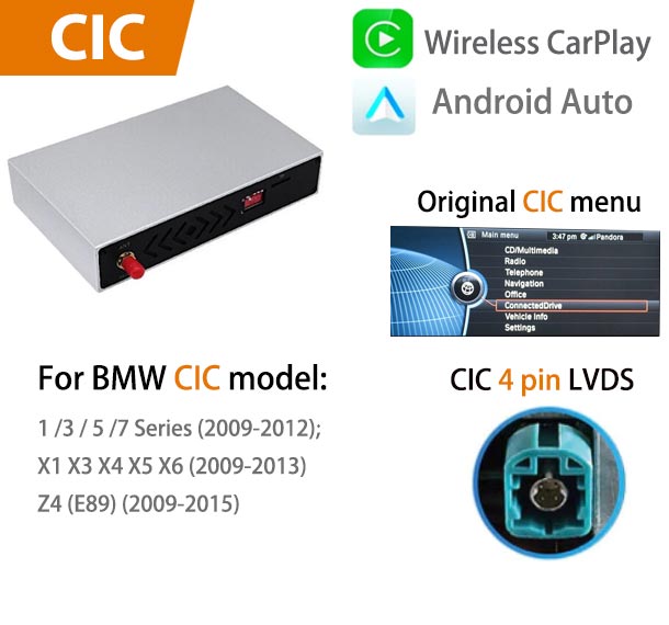 BMW 1~7 series X1 X3 X4 X5 X6 Z4 Wireless Apple CarPlay Android Auto interface!