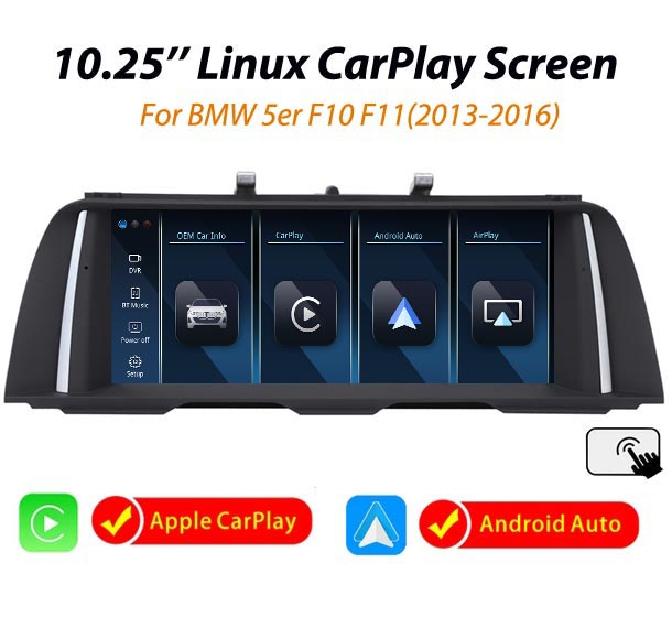 E218-BMW 5 F10 F11 NBT Linux wireless CarPlay 10.25 inch Screen