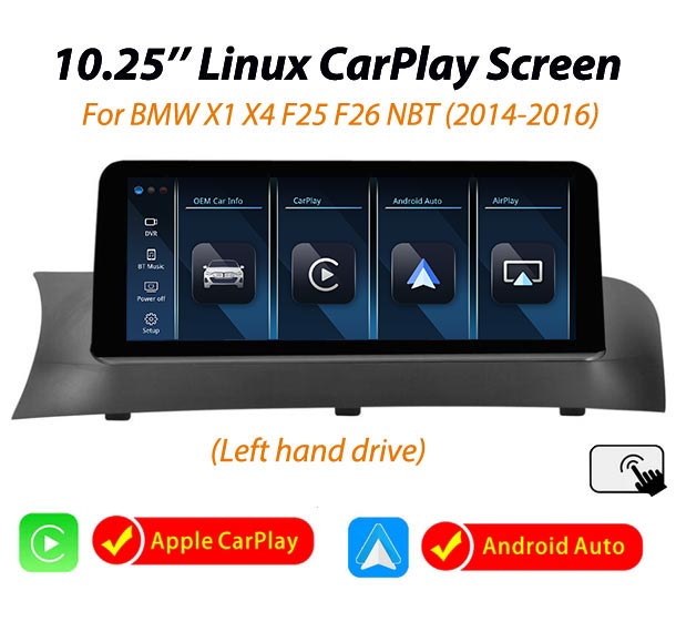E263-BMW X3 X4 F25 F26 NBT Linux wireless CarPlay Android Auto 10.25 inch screen