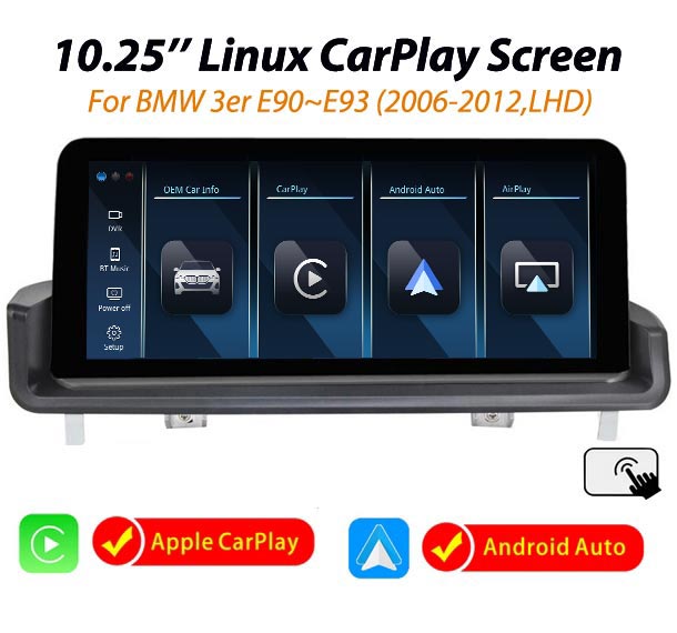 E273-10.25'' BMW 3er E90 Linux wireless CarPlay Android Auto Screen - left hand drive