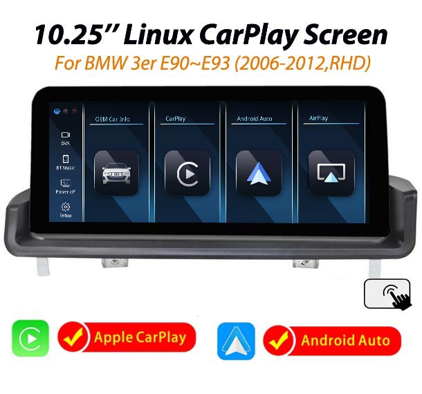 E293-10.25'' BMW Linux 3 Series E90 RHD CarPlay Android Auto right hand drive