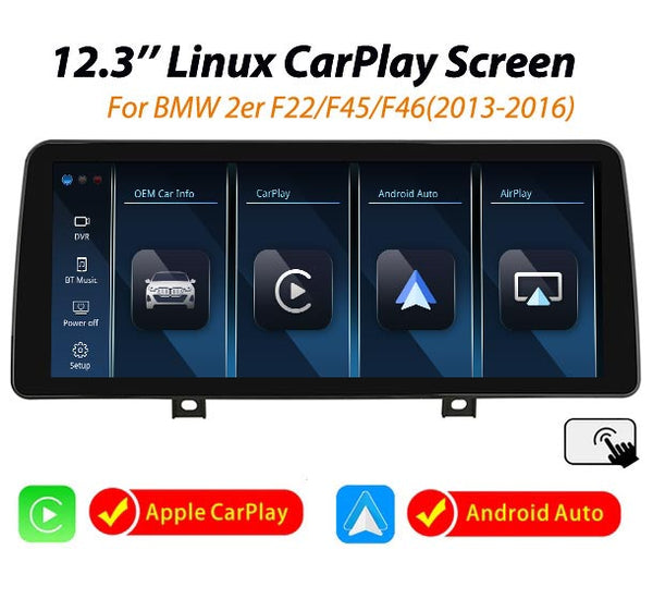 12.3'' Linux CarPlay Android Auto screen for BMW 2er F22 F45 F46 2013-2016 NBT