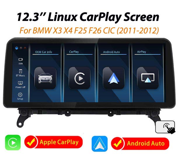 12.3'' BMW X3 F25 X4 F26 2011-2016 Linux Wireless CarPlay Android Auto screen