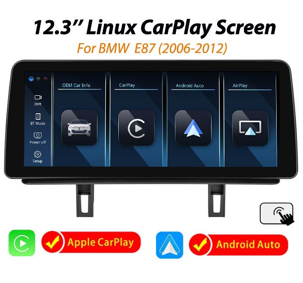 12.3'' BMW 1 Series E87 2006-2012 Linux Wireless CarPlay Android Auto screen
