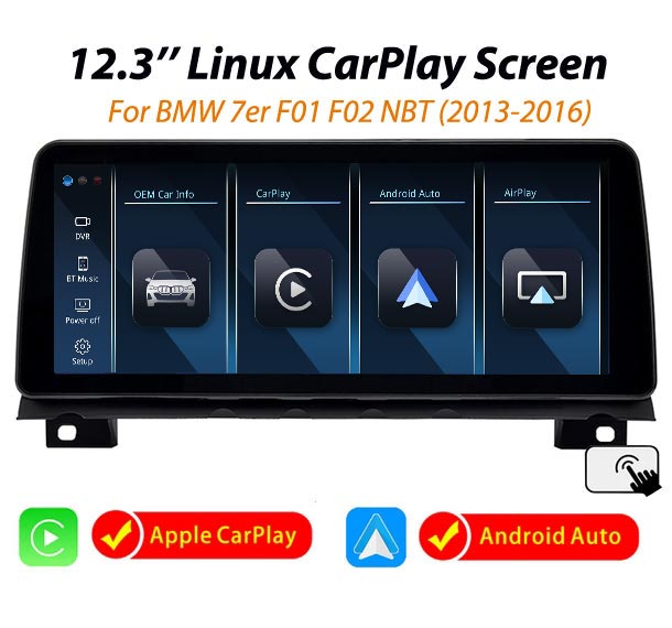 12.3'' BMW 7er F01 F02 2009-2016 Linux Apple CarPlay Android Auto screen