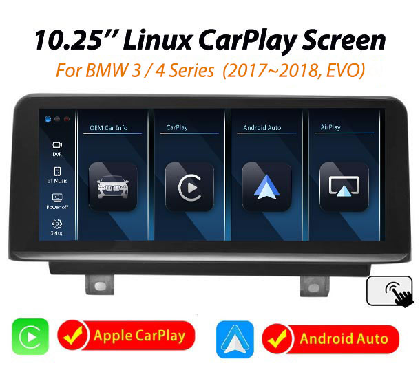 10.25'' BMW 3/4er F30~F36 2017-2018 EVO Linux CarPlay Android Auto screen