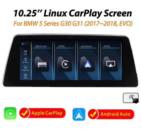 10.25'' BMW 5 Series G30 2018 EVO Linux Apple CarPlay Android Auto screen