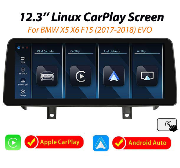12.3'' BMW X5 F15 X6 2018 EVO Linux screen wireless Apple CarPlay Android Auto