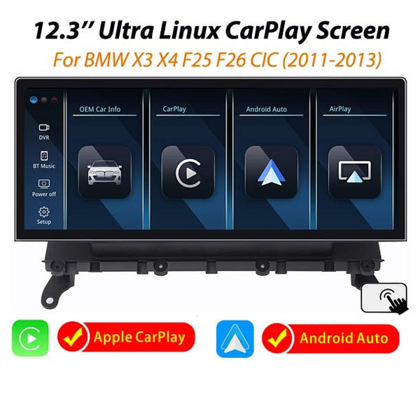 12.3'' Ultra CarPlay Android Auto Linux screen BMW X3 F25 X4 F26 CIC ...