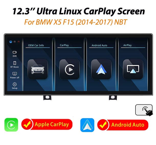 12.3'' Ultra CarPlay Android Auto Linux screen for BMW X5 F15 (2014-2017) NBT