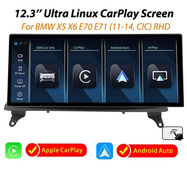 bmw グランツアラー　linux Android auto airplay 12.3'' Ultra CarPlay Android Auto Linux screen BMW X5 E70 X6 E71