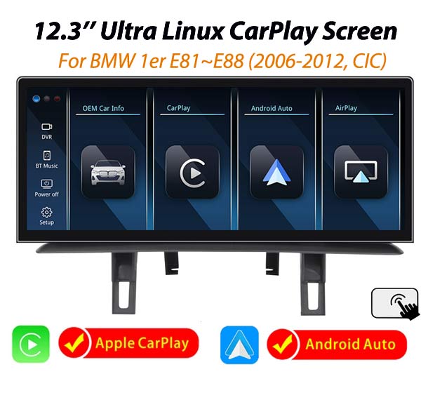 12.3'' Ultra CarPlay Android Auto Linux screen for BMW 1er E87 E81 E82 E88 (06-12)