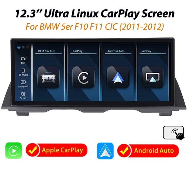 12.3'' Ultra CarPlay Android Auto Linux screen for BMW 5er F10 F11 (2011-2012) CIC